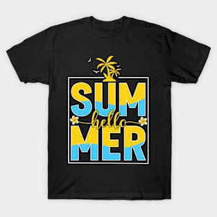 Sunshine Summer Palm Trees Beach Tropical Hello Summer T-Shirt